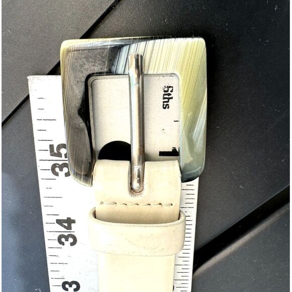 Banana Republic 100% Cream Leather Belt SZ 30 Made in Italy Olive & Cream Buckle main image 10